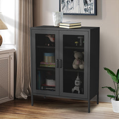 Levede Storage Cabinet Steel Kitchen Black-1954802986257616904