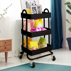 Levede 3 Tiers Kitchen Trolley Cart Black-1954802728345669639