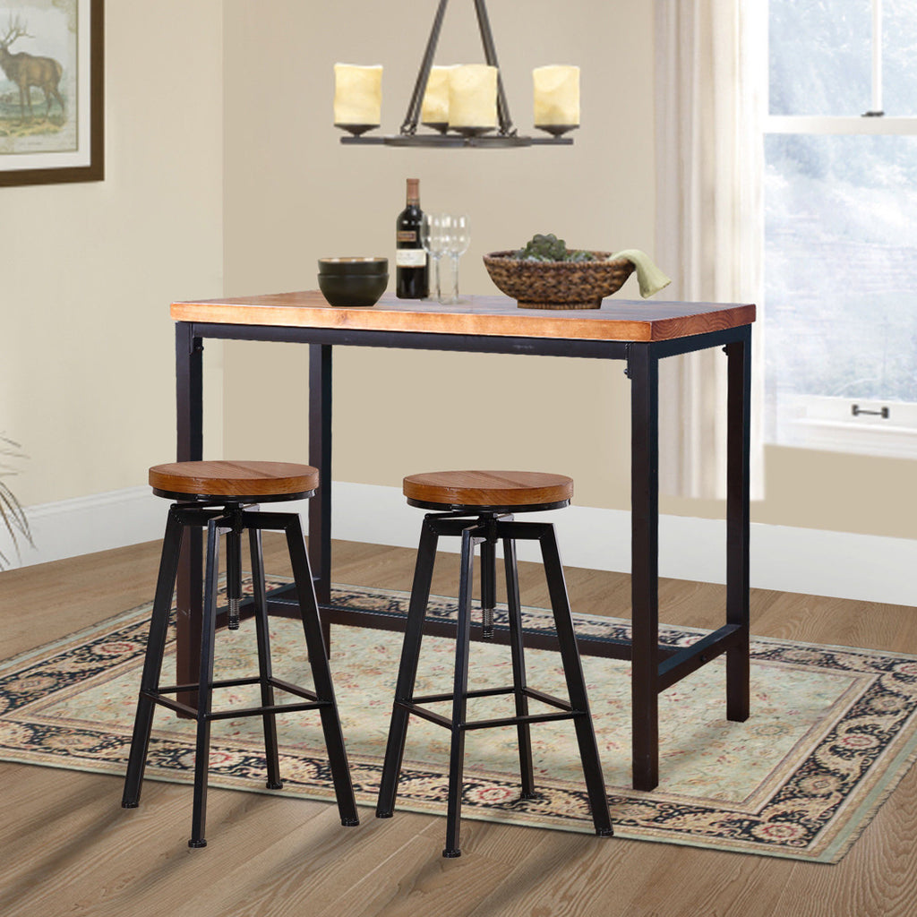 Levede 3pcs Bar Table Barstools Industrial-1954802950241128454