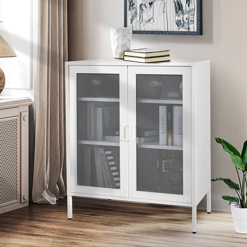 Levede Storage Cabinet Steel Kitchen White-1954802986463137800
