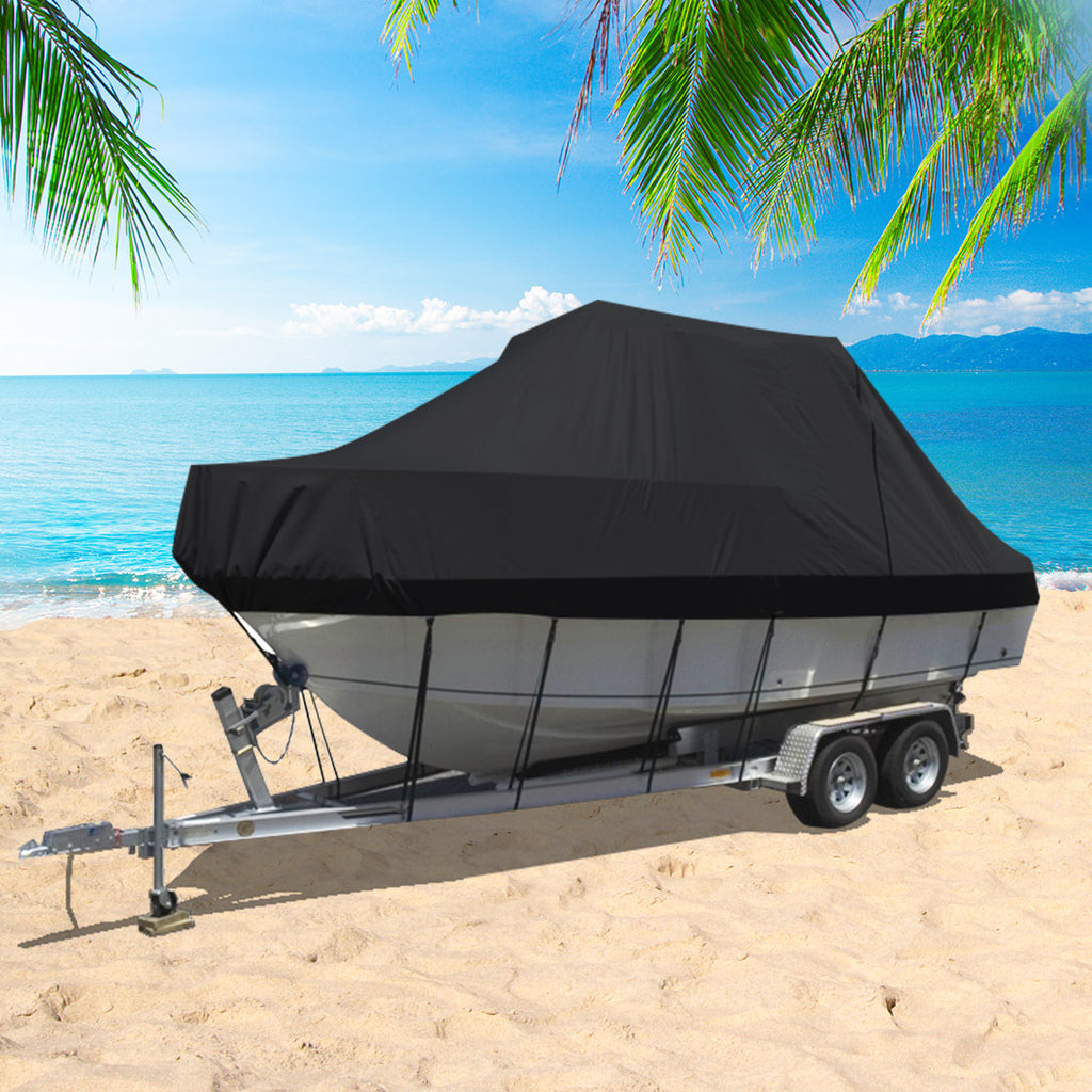 Boat Cover 12-14 FT Trailerable Weatherproof Black 14FT-1954802947657437191