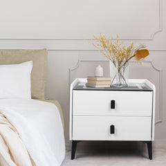 Levede Bedside Table LED Lights Drawers Storage-1954802385163522054