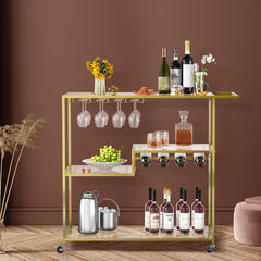 Levede Bar Cart Gold Drinks Serving Trolley 4 Tier-1963748907435560967