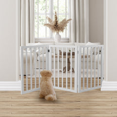 Wooden Pet Gate Dog Fence Retractable White 2000x 3MM-1954802528499666951