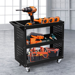 Traderight Tool Trolley Cart 3Tier Toolbox Black-1954802749614985223