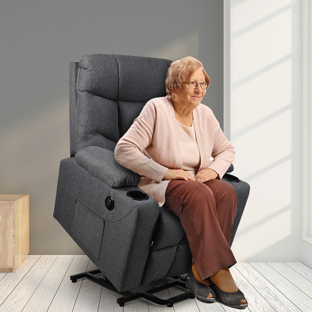 Levede Recliner Chair Electric Lift Grey-1954802888878460935