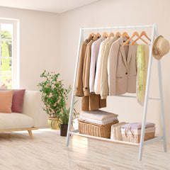 Levede Clothes Rack Wooden Wardrobe White-1954803003496206343