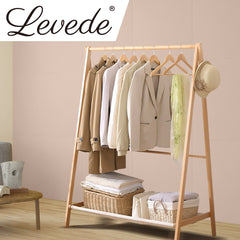 Levede Clothes Rack Wooden Wardrobe Natural-1954803003269713927