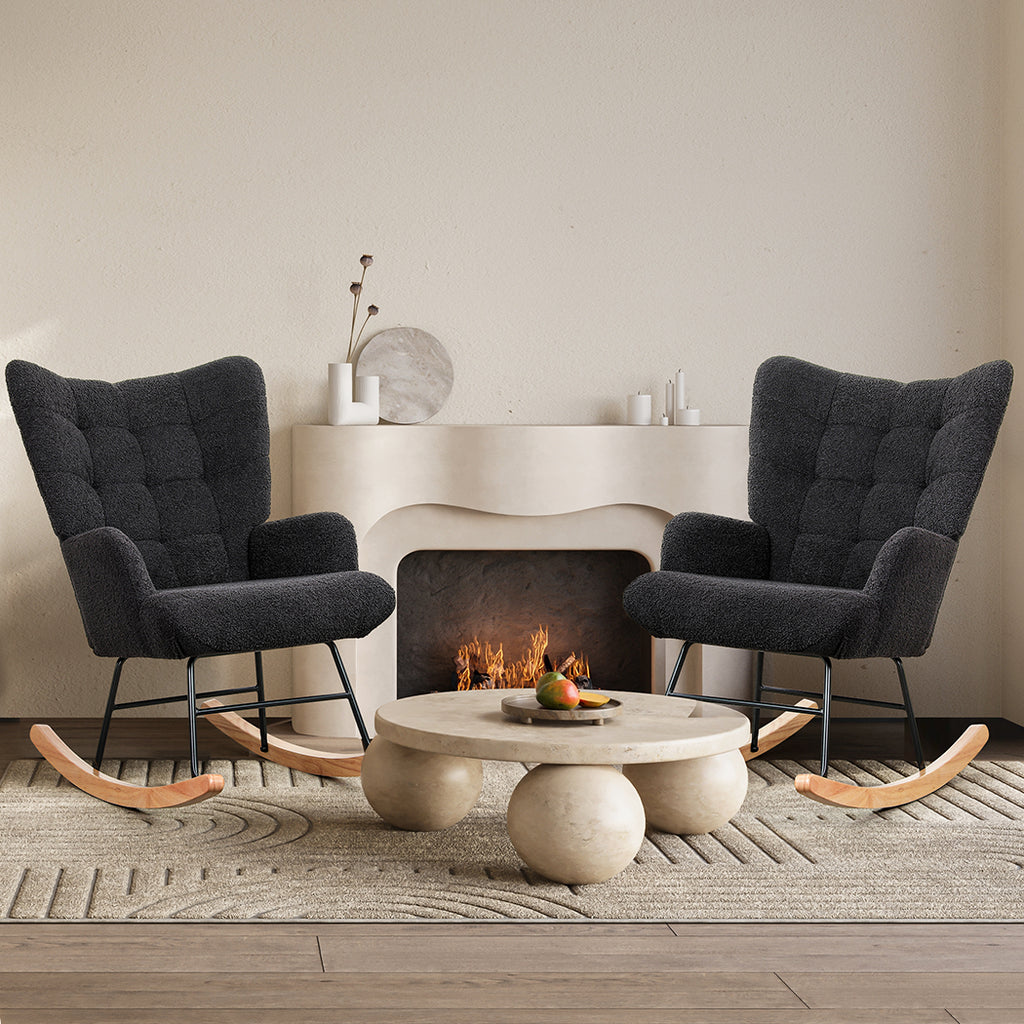 Levede Fleece Rocking Chair-1954802379673178119