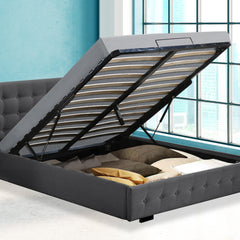 Levede Fabric Bed Frame Queen Tufted Dark Grey-1954802923024289799
