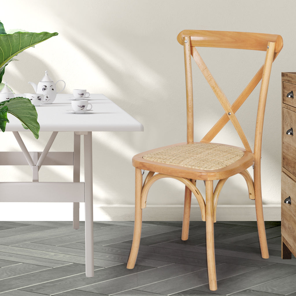 Levede 2X Dining Chairs Cross Back Chair-1954802378498772999