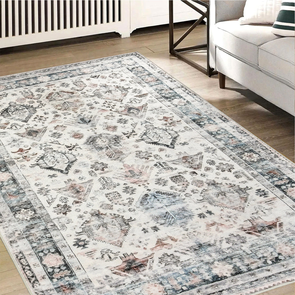 Marlow  Floor Rug Vintage Short Pile Washable Carpet Soft Plush Non Slip 80X120-1954802389546569735