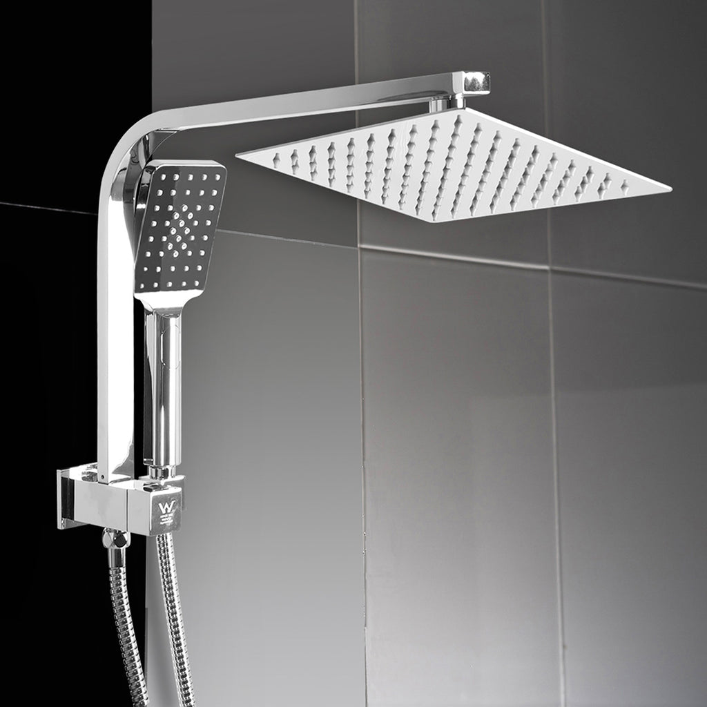 High Pressure Shower Head Set Rain Square Silver-1954802745596841991