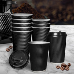 200 Pcs 16oz Disposable Takeaway Coffee Black-1954802896084275207