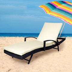 2PCS Levede Outdoor Sun Lounger Furniture Beige-1954802878413672455