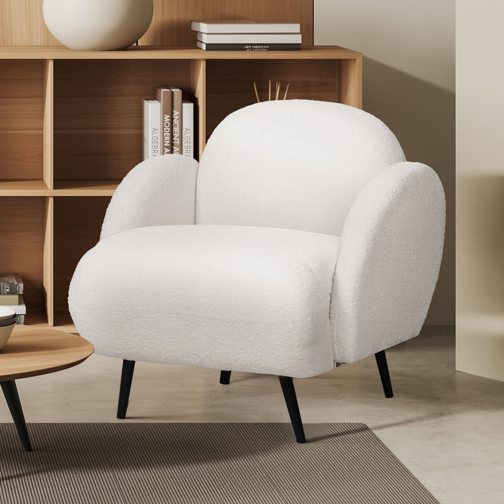 Levede Sofa Chair Fleece Upholstered Single White-1954802386753163271