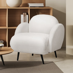 Levede Sofa Chair Fleece Upholstered Single White-1954802386753163271
