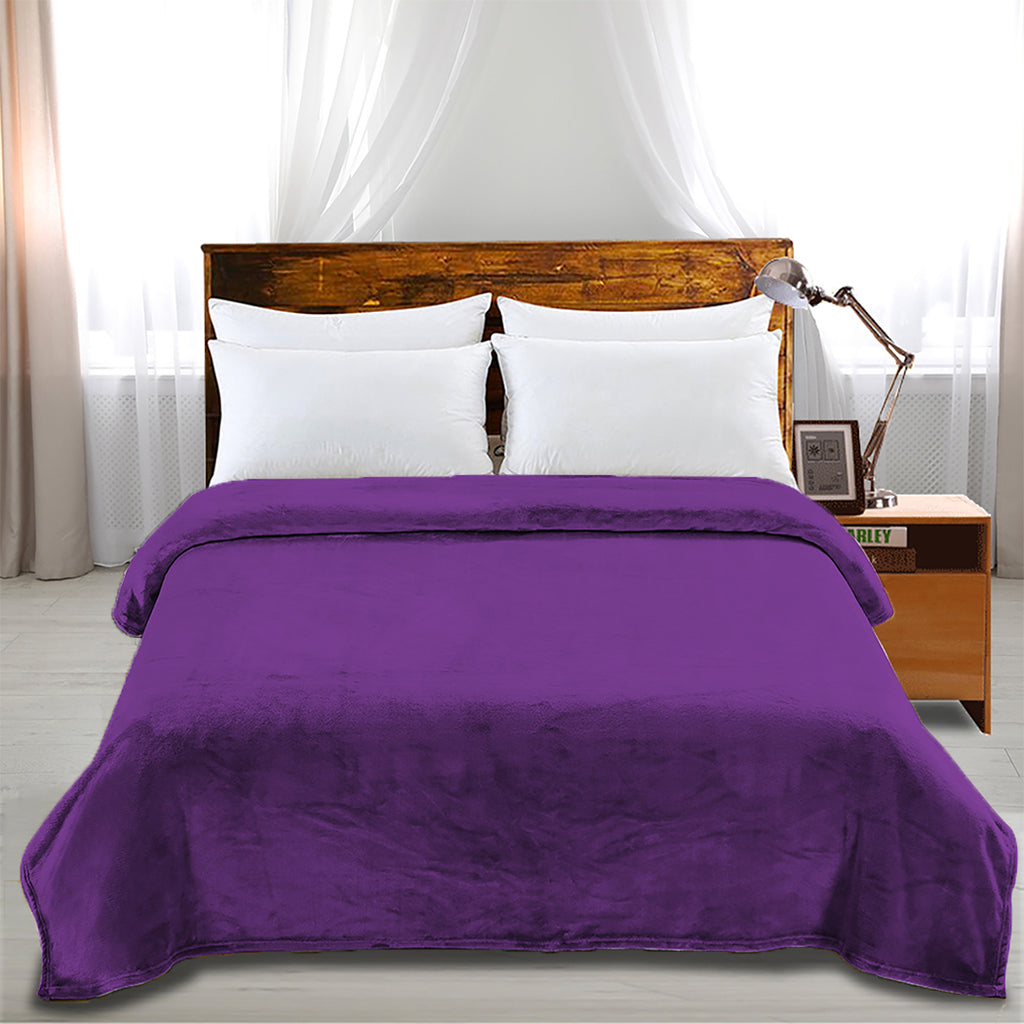 DreamZ 320GSM 220x160cm Ultra Soft Mink Aubergine Single-1954802938111201287