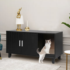 PaWz Enclosed Cat Litter Cabinet Box Black-1954802551970992135