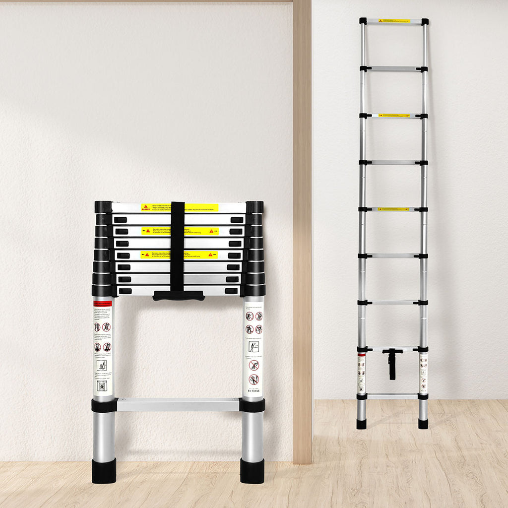Traderight Multipurpose Ladder Telescopic 2.6M Silver 2.6 Meter-1954802733244616711