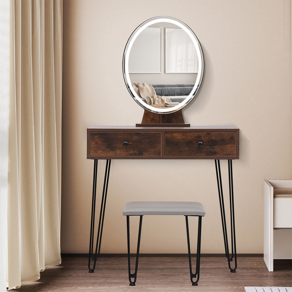Levede Dressing Table LED Light Strip Brown-1954802443464347655