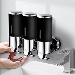 3 Bottles Bathroom Shower Soap Dispenser Black-1954802726349180934