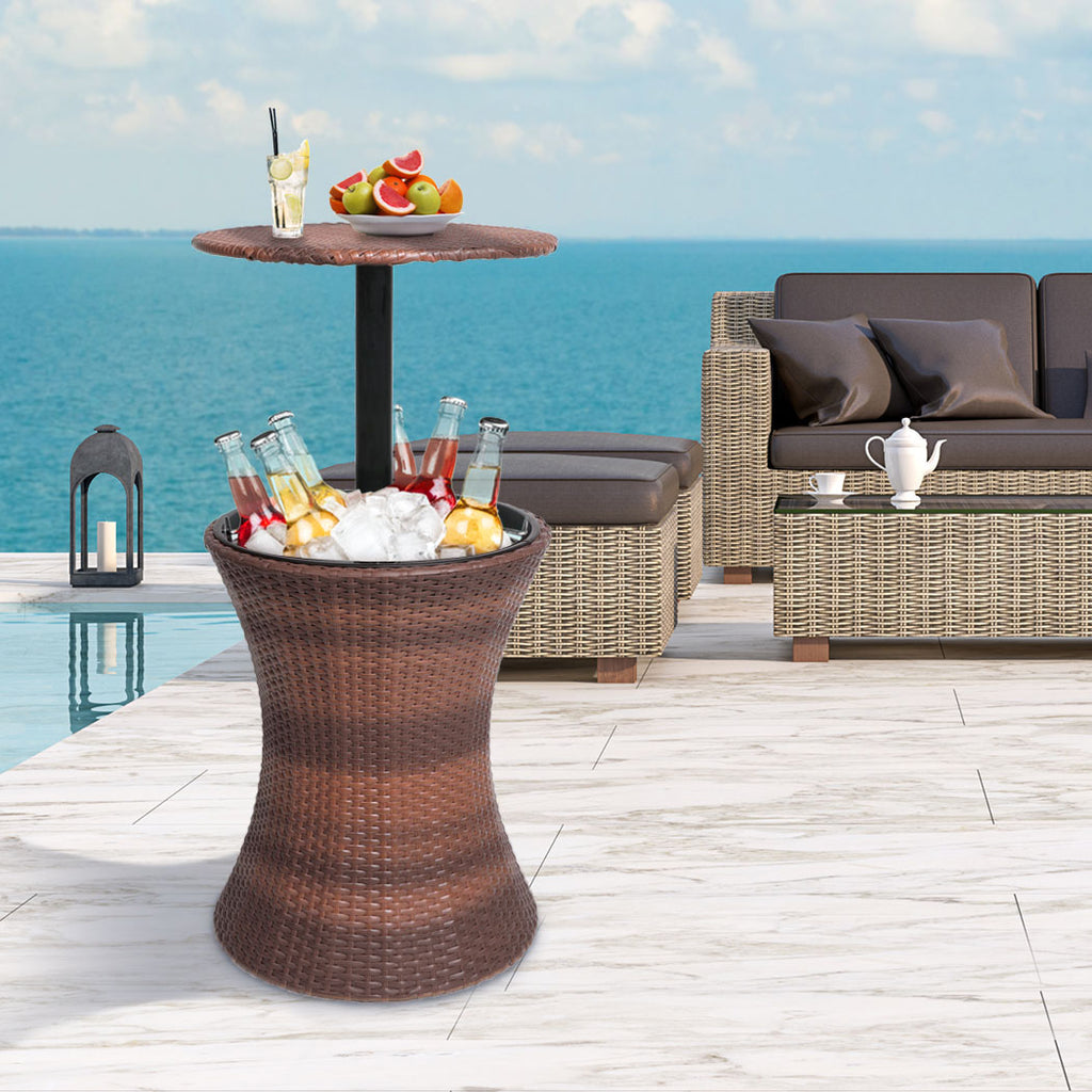Levede Cooler Ice Bucket Table Bar Outdoor Black and brown-1954802874462638087