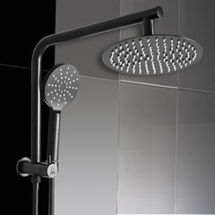 High Pressure Shower Head Set Rain Round Black-1954802953378467847
