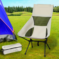 Levede Camping Chair Folding Outdoor Large Beige-1954802882540867591