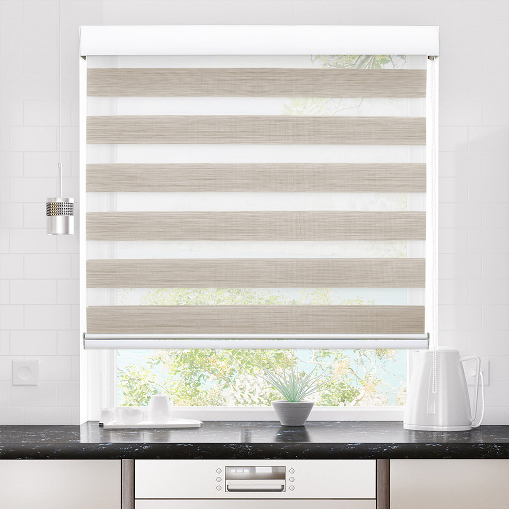 Marlow Blackout Zebra Roller Blind Curtains 60x210 Beige-1954802974706503687
