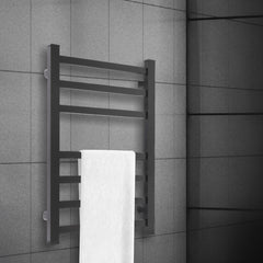 Heated Towel Rail Warmer Rack Wall Mounted Black-1954802747891126279