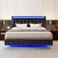 Levede  Floating Bed Frame Queen with Headboard LED Lights Mattress Base-1954802377370505223