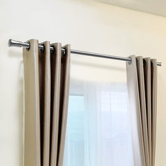Marlow Satin Nickel Curtain Rod Steel Quiet Rail Pole Pommel Set Adjustable-1954802388523159559