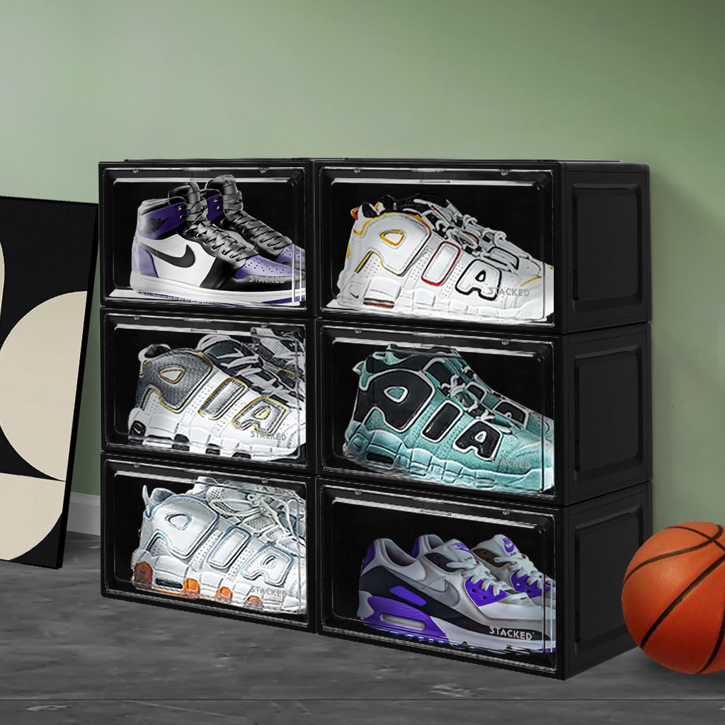 Stacked Shoe Box Acrylic Sneaker Display 6PC Black-1954802597328195591