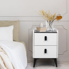 Levede Bedside Table LED Lights Drawers Storage-1954802385515843590