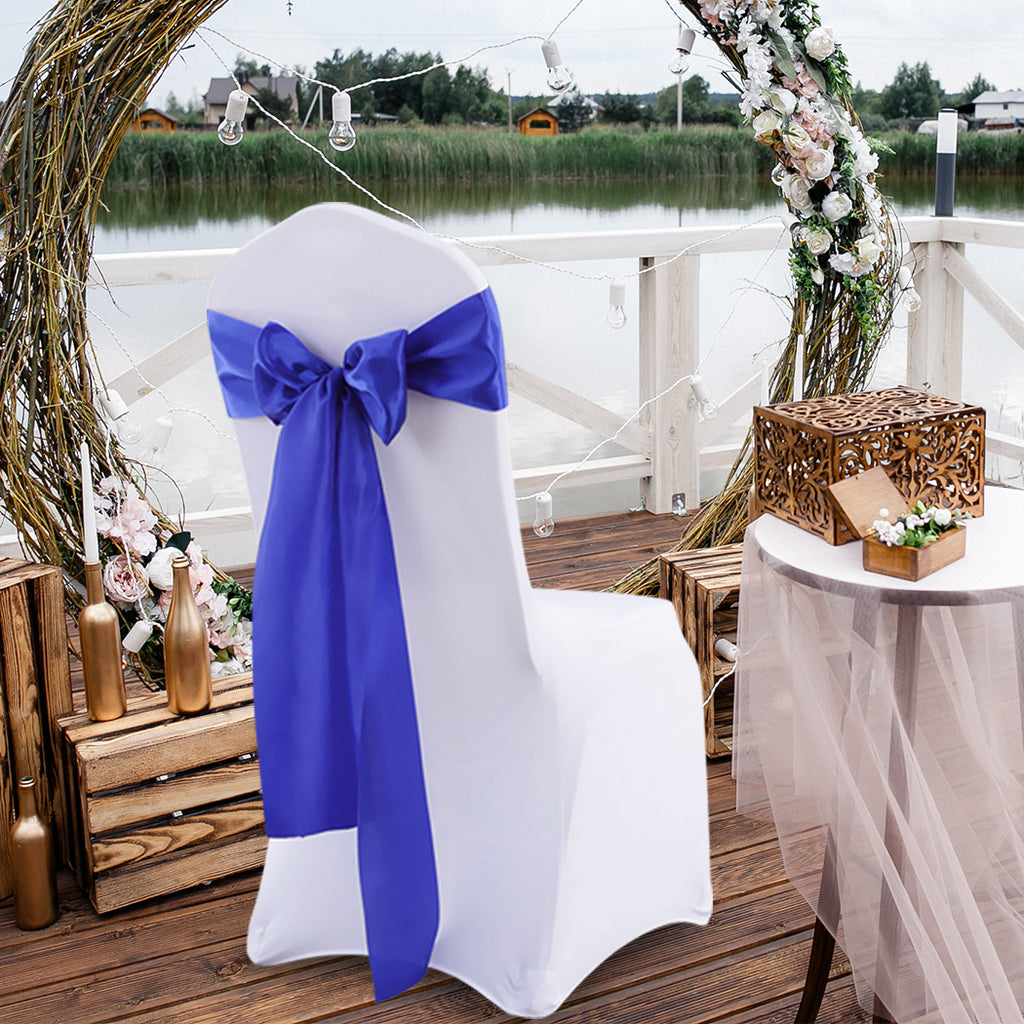 Multicoloured Chair Sashes Fabric Covers Navy-1954802695449743366