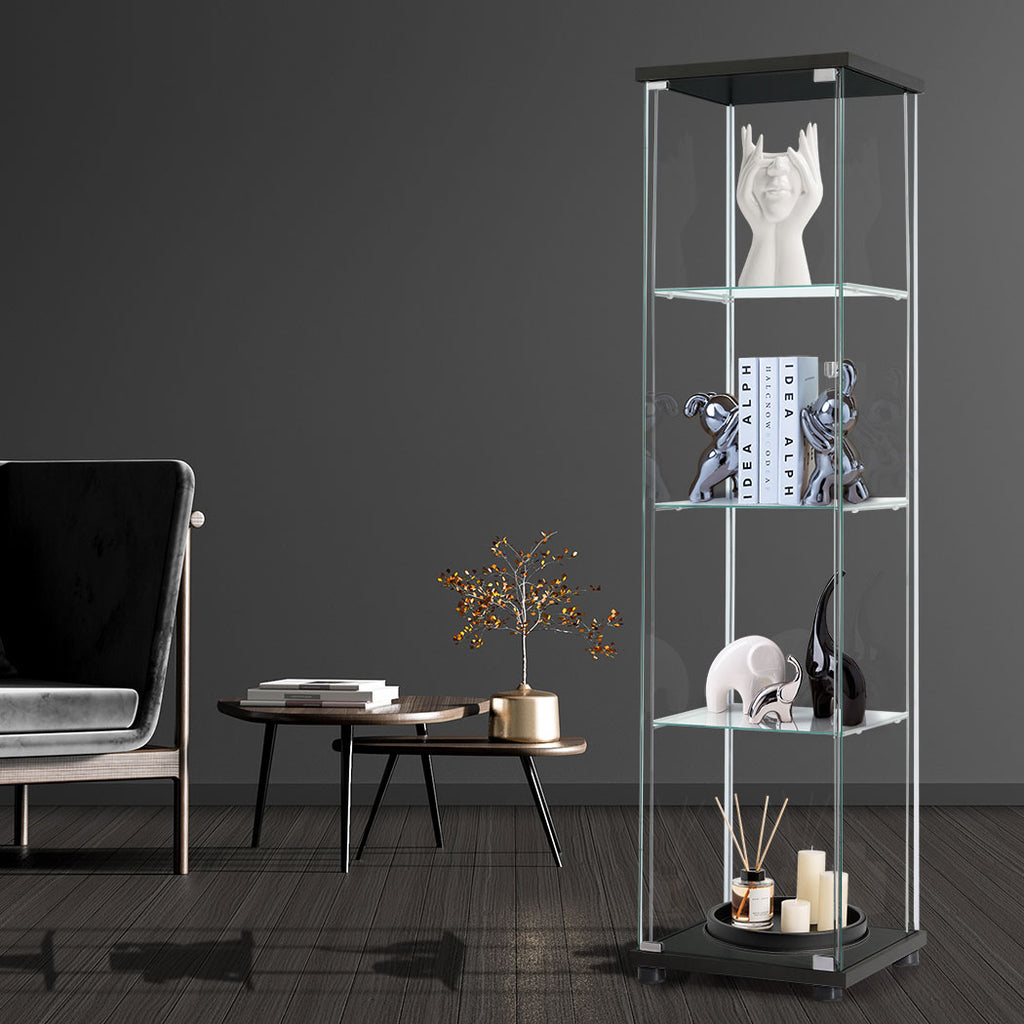 Stacked Display Storage Cabinet Glass Black-1954803004075020295