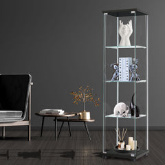 Stacked Display Storage Cabinet Glass Black-1954803004075020295