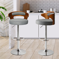 Levede 1x Kitchen Bar Stools Gas Lift Grey Silver-1954802951906267143