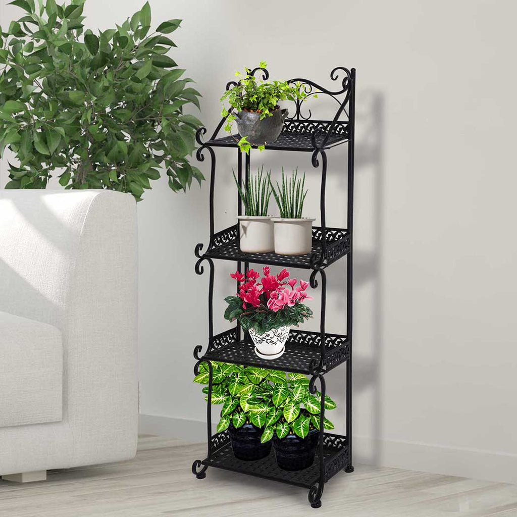 Levede Plant Stand 4 Tiers Outdoor Indoor Black-1954802668031578119