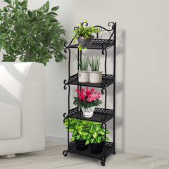 Levede Plant Stand 4 Tiers Outdoor Indoor Black-1954802668031578119