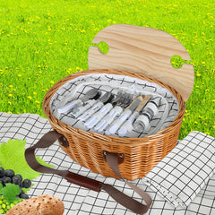 Picnic Basket Set Willow Baskets Outdoor-1954802902241513479