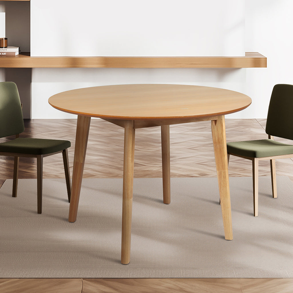 Levede Dining Table Round Rubberwood Base 100cm Natural 100 CM-1954802998861500423