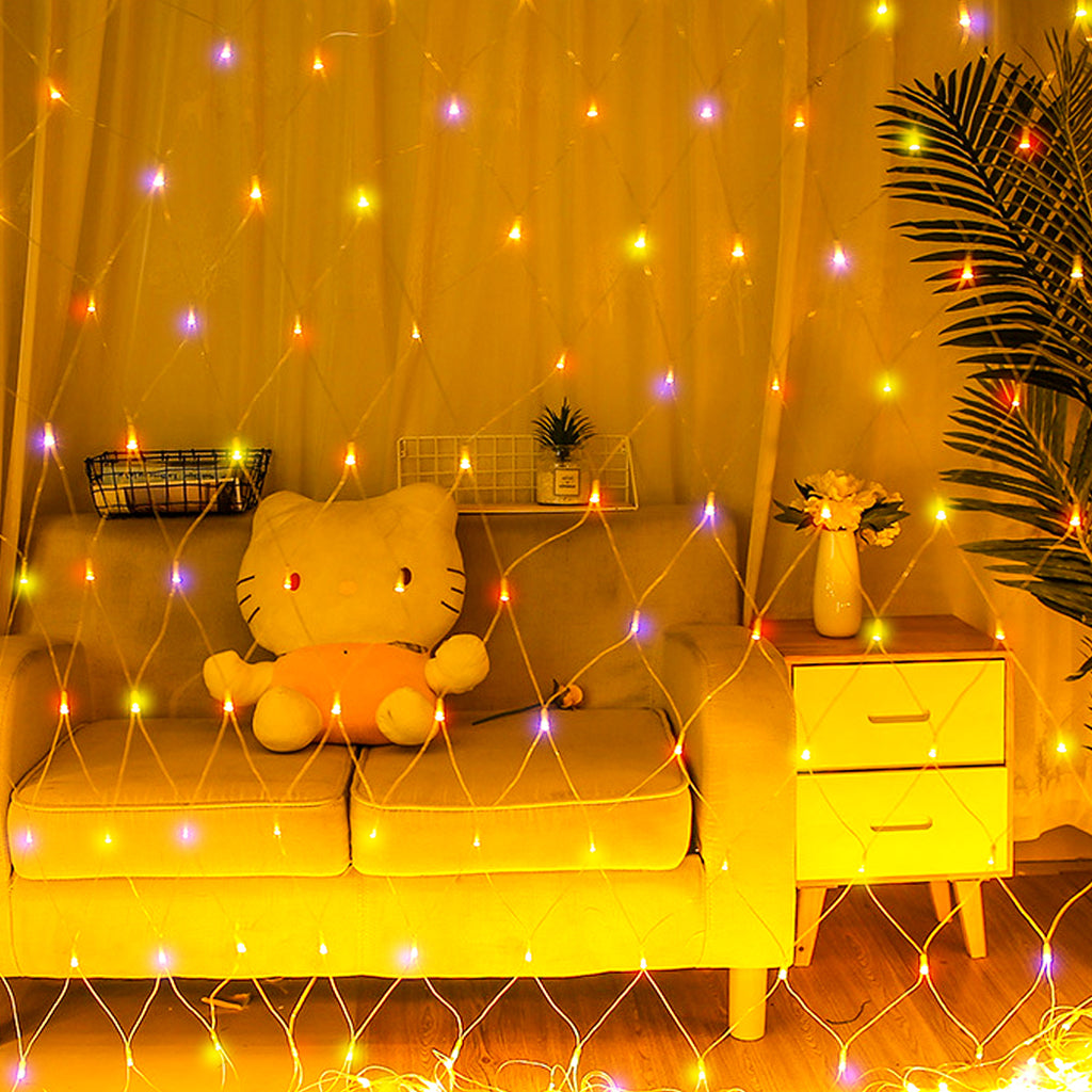 320LED Fairy Lights Net Mesh Curtain Multi-Coloured-1954802501417046023