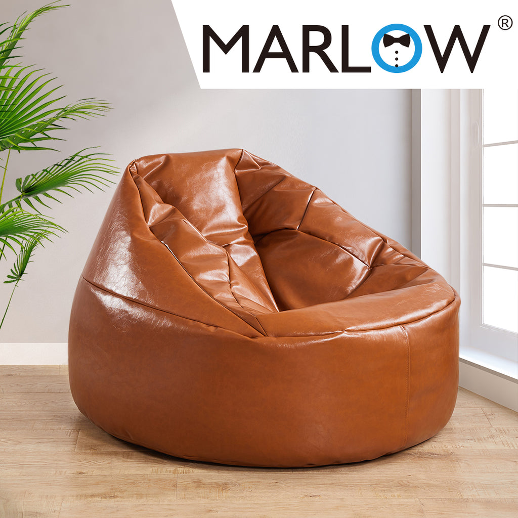 Marlow Bean Bag Chair Cover PU Couch Tan-1966287382567325703