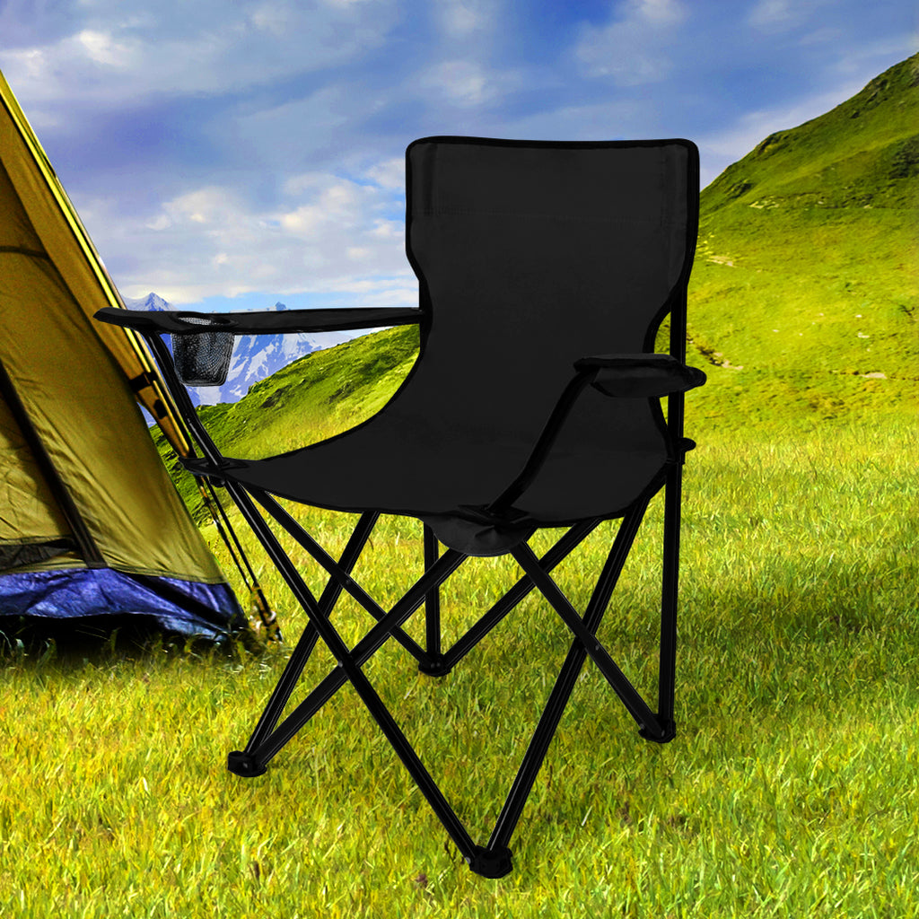 Levede Camping Chairs Folding Arm Foldable Black-1954802874701713415