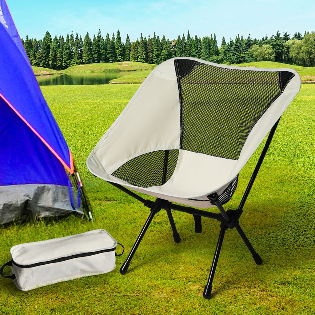 Camping Chair Folding Outdoor Portable Medium Beige-1954802882930937863