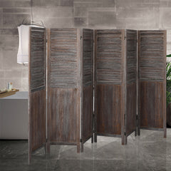 Levede 6 Panel Partition Room Divider Brown-1954802330083921927