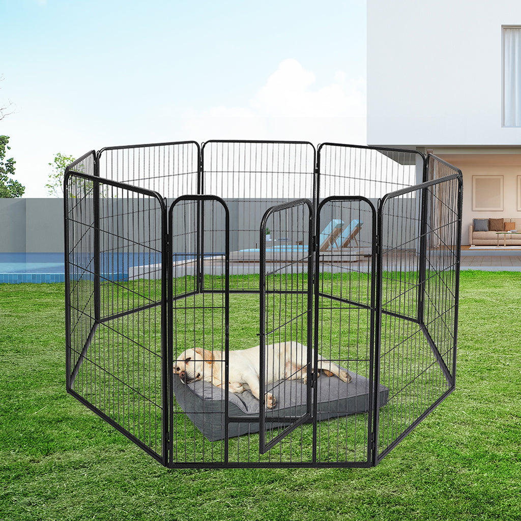 PaWz 8 Panel Pet Dog Playpen Puppy Exercise Black 24 inch-1954803023721140231