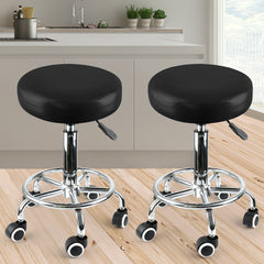 2x Levede Swivel Salon Barstool Hairdressing Black-1954802613006503942